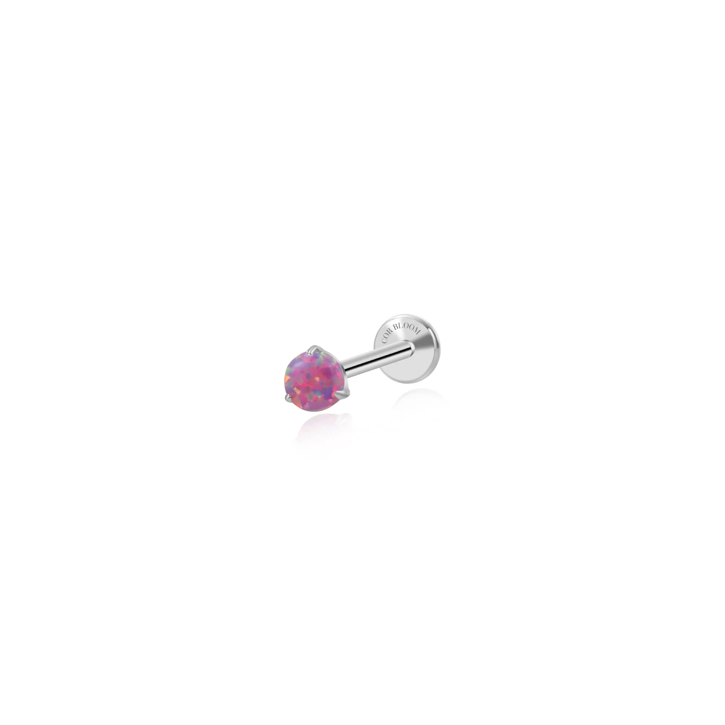 Titanium Lina Mini Round-Cut Violet Opal Stud