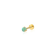 Titanium Lina Mini Round-Cut Green Opal Stud