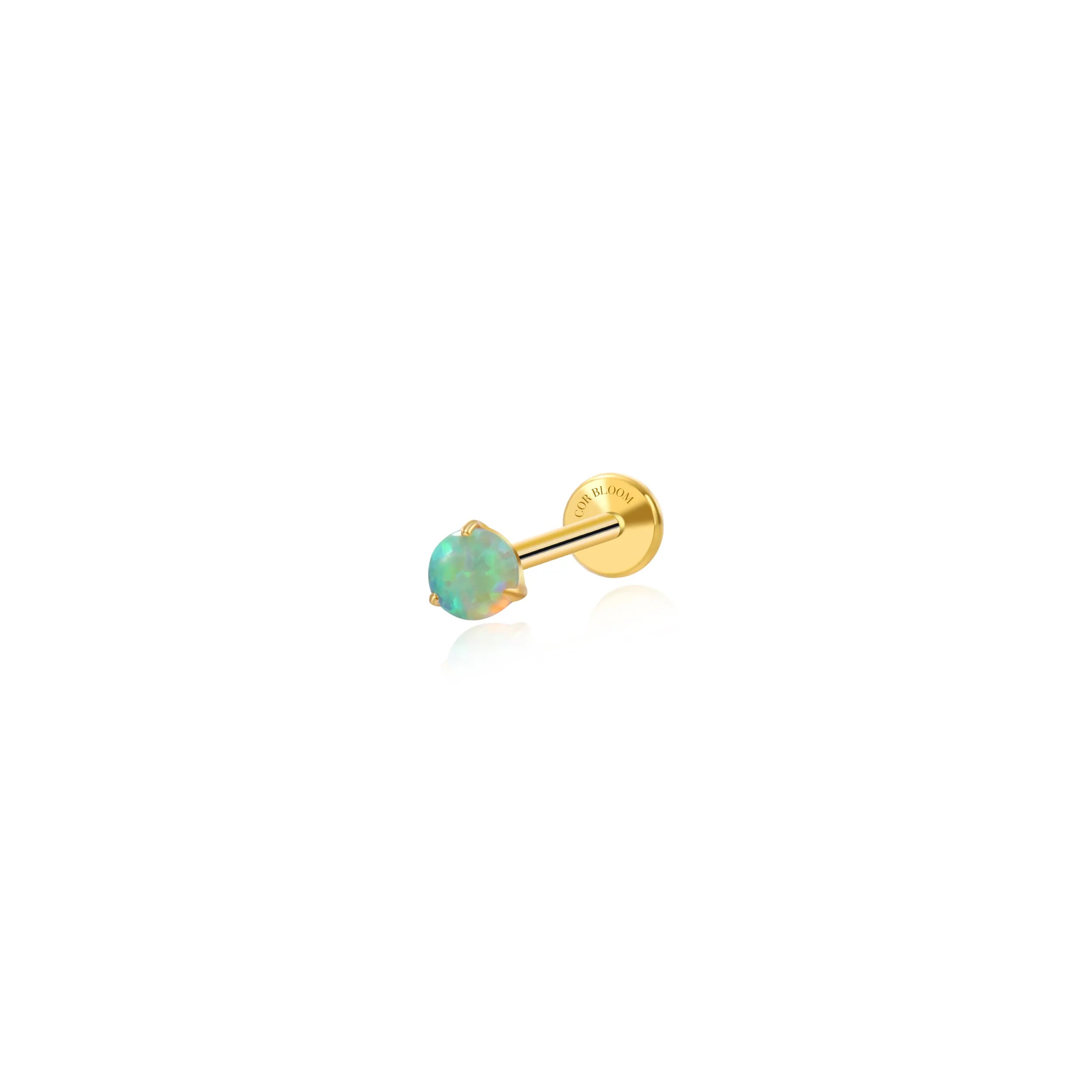 Titanium Lina Mini Round-Cut Green Opal Stud