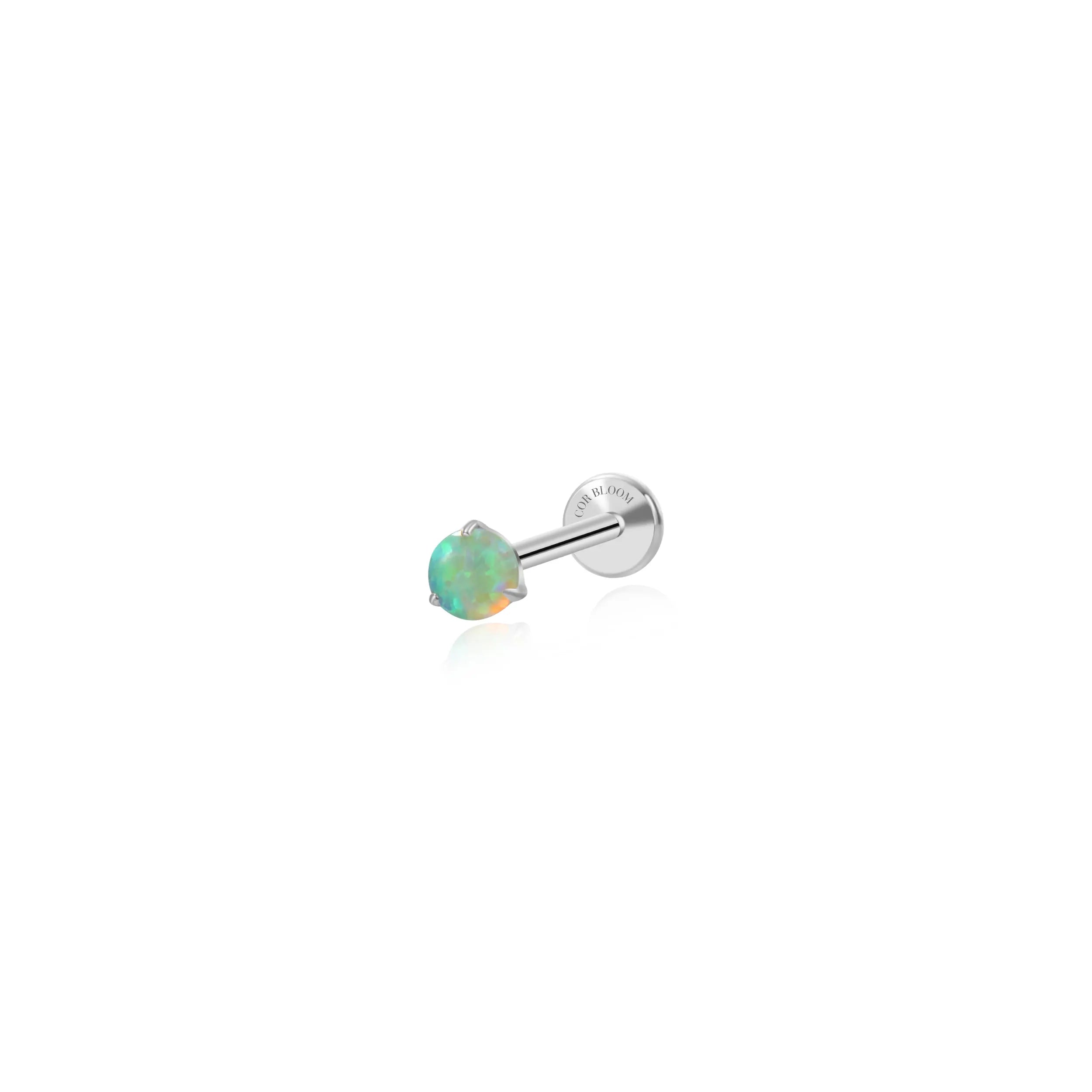 Titanium Lina Mini Round-Cut Green Opal Stud