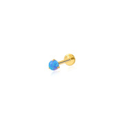 Titanium Lina Mini Round-Cut Blue Opal Flat Back Stud