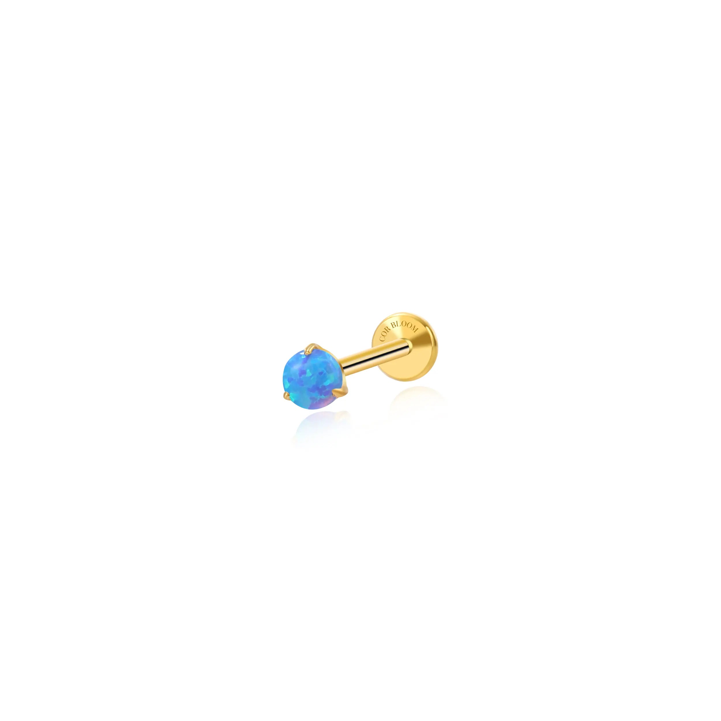 Titanium Lina Mini Round-Cut Blue Opal Flat Back Stud