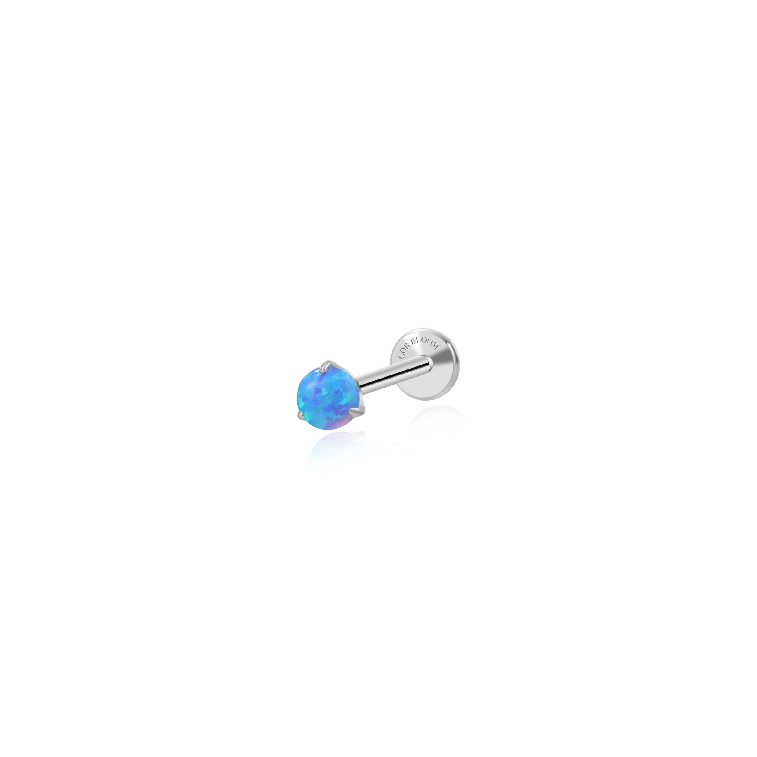 Titanium Lina Mini Round-Cut Blue Opal Flat Back Stud