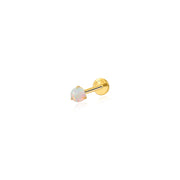 Titanium Lina Mini Round-Cut White Opal Flat Back Stud