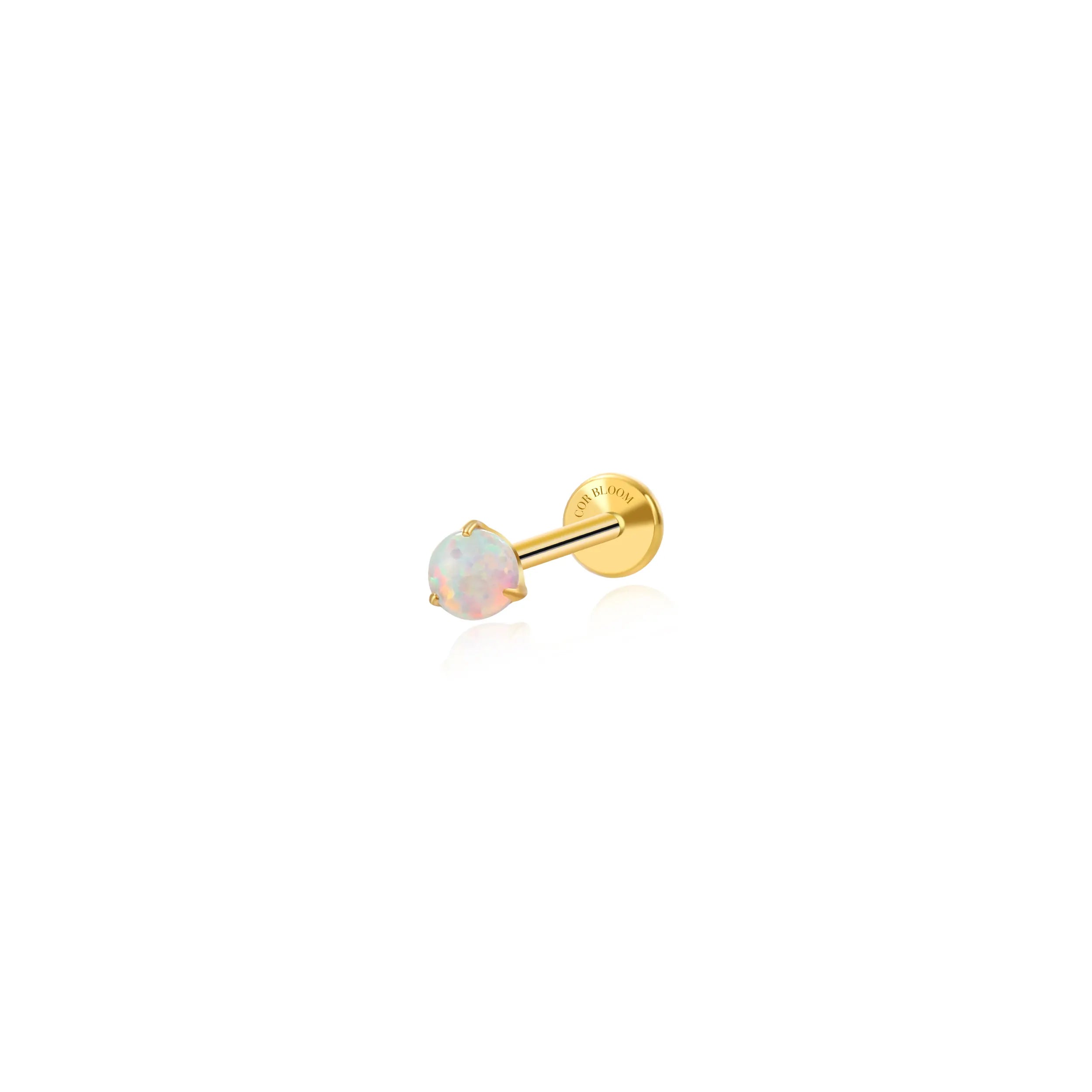 Titanium Lina Mini Round-Cut White Opal Flat Back Stud