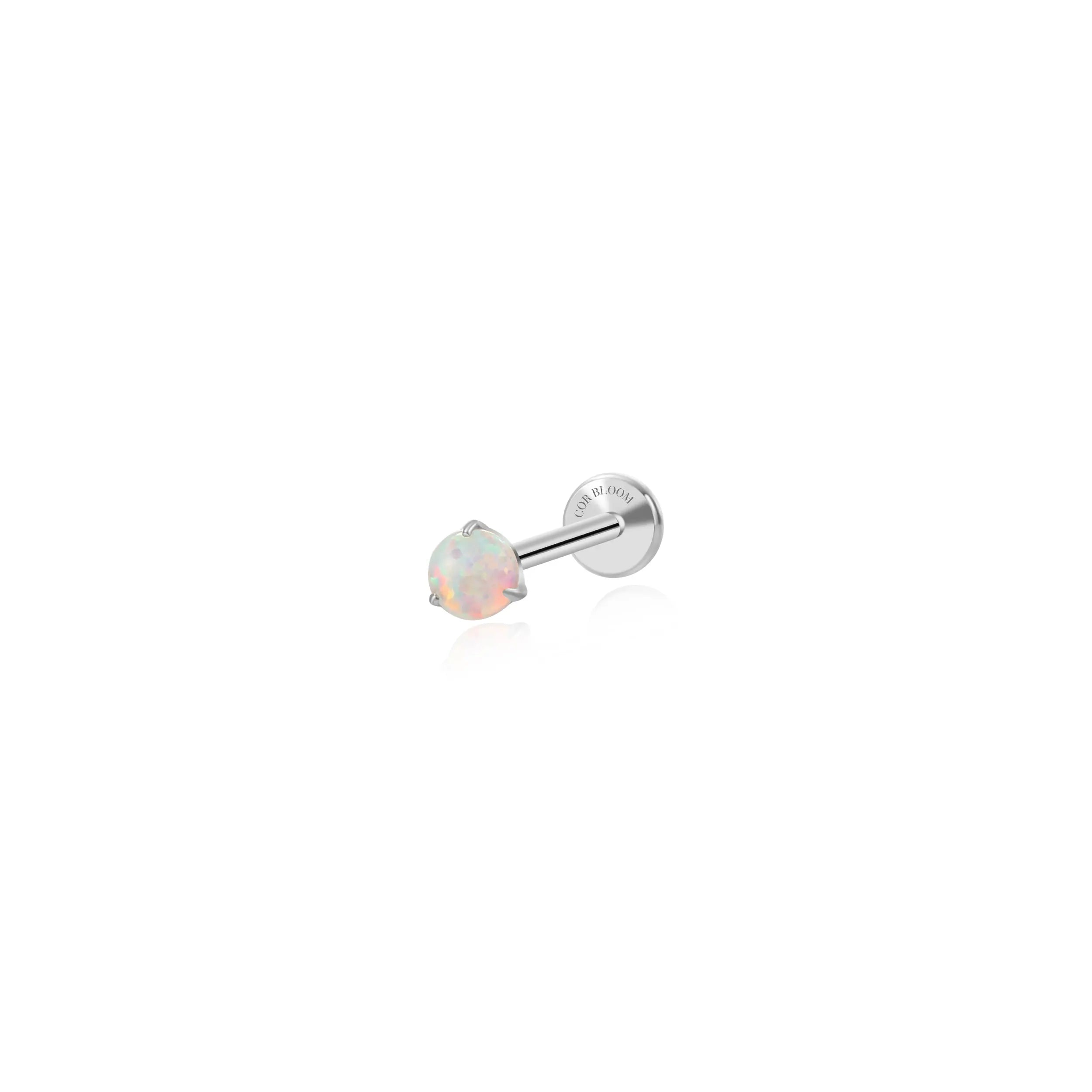 Titanium Lina Mini Round-Cut White Opal Flat Back Stud