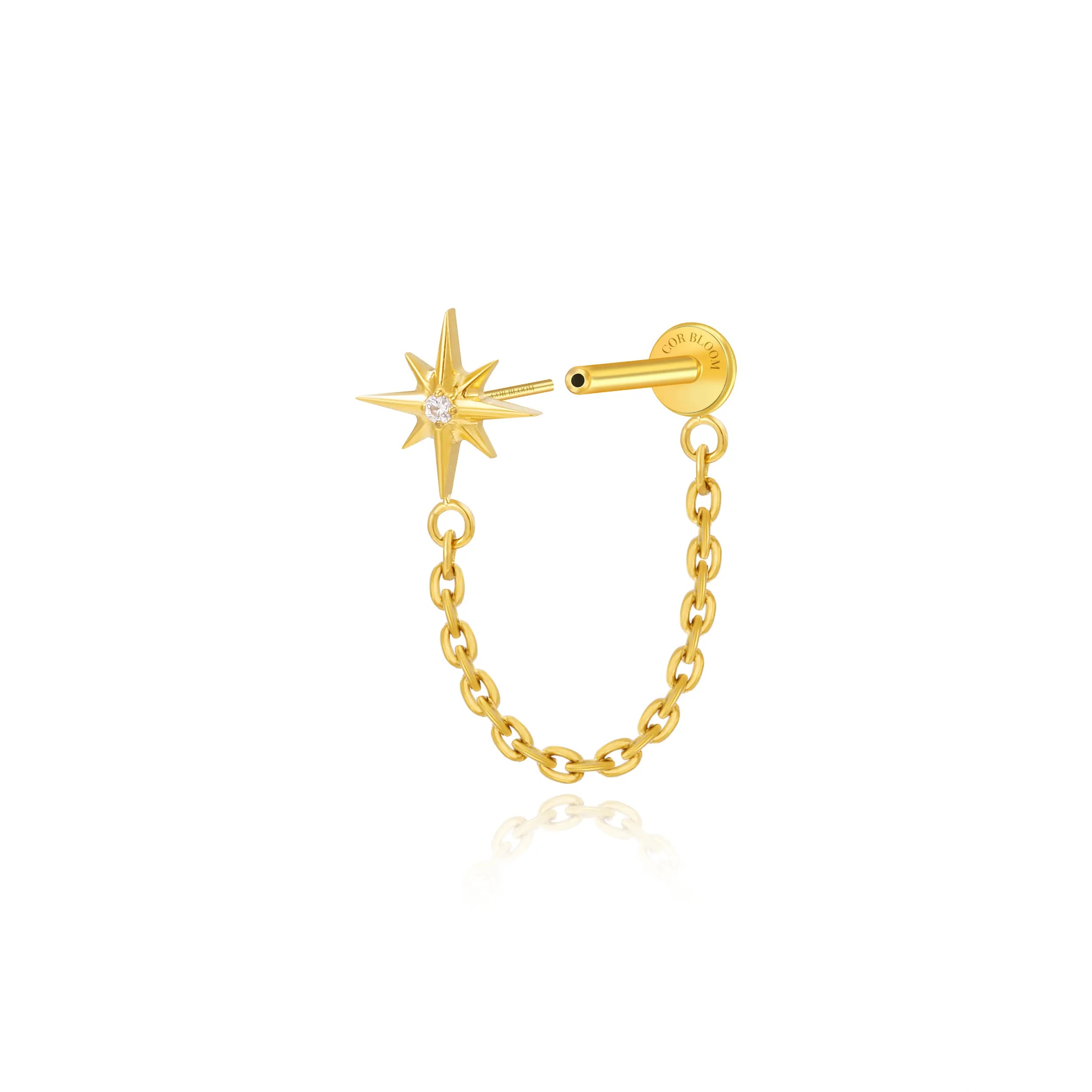 Titanium Northern Star Connected Chain Stud