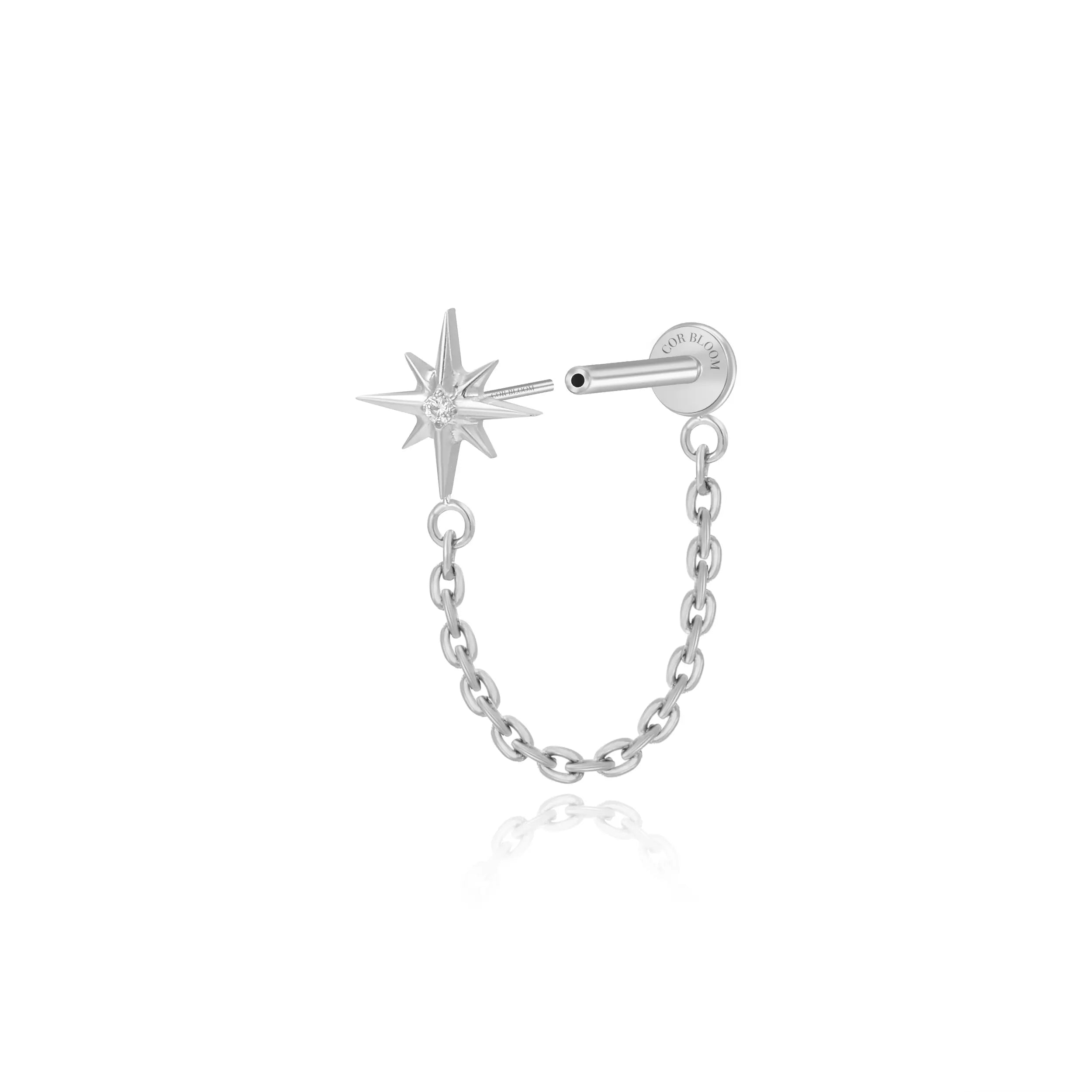 Titanium Northern Star Connected Chain Stud