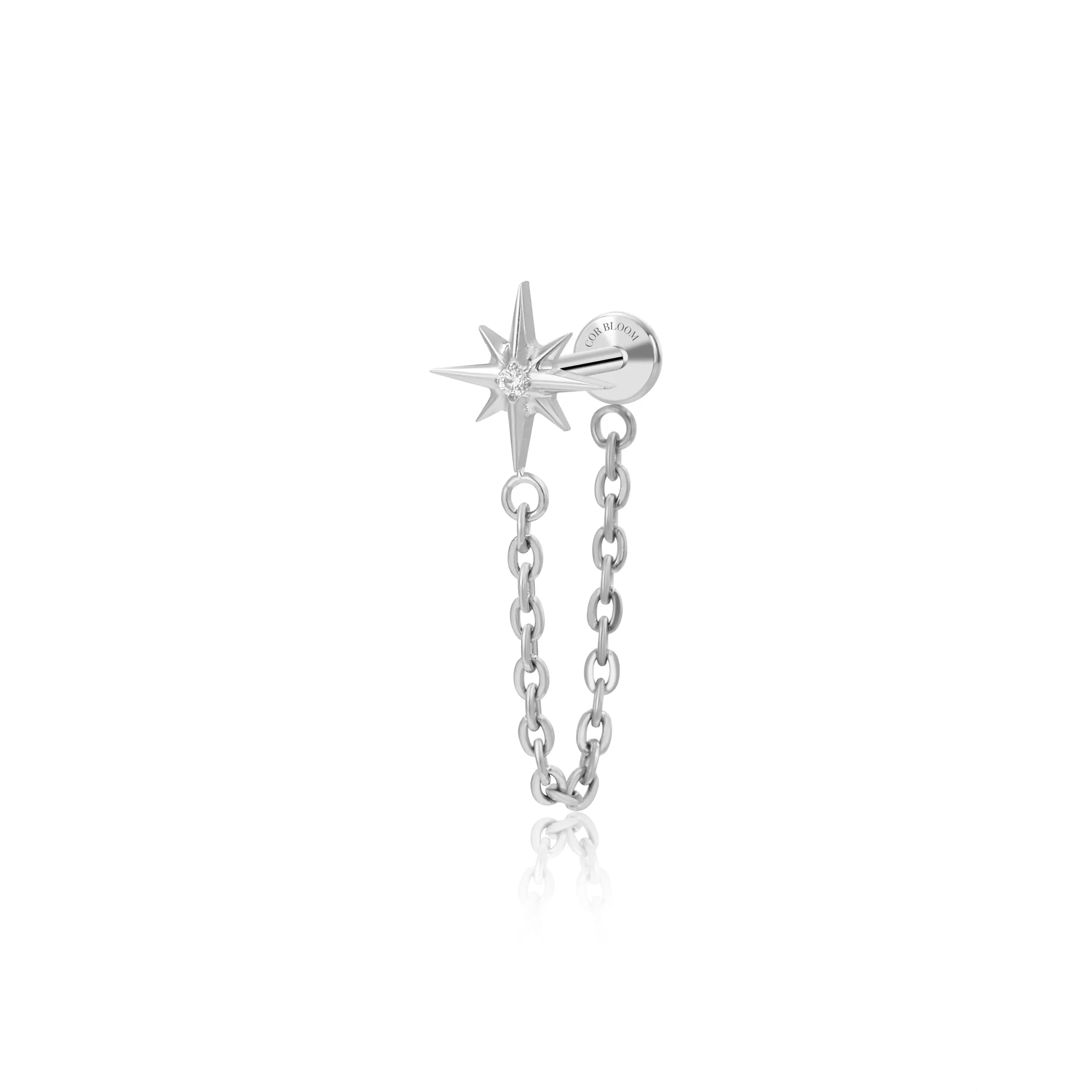 Titanium Northern Star Connected Chain Stud