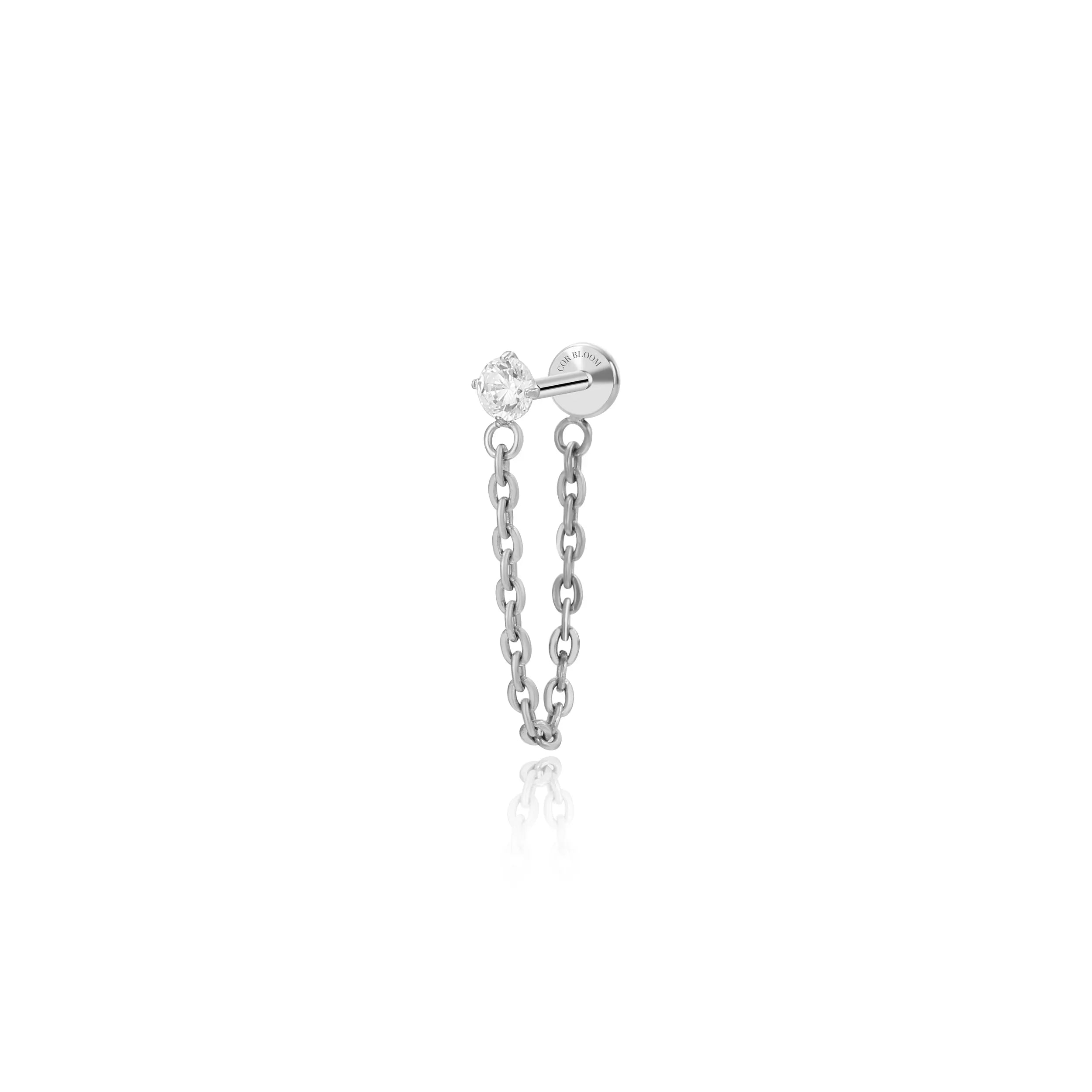 Titanium Elise Solitaire Diamond Chain Stud