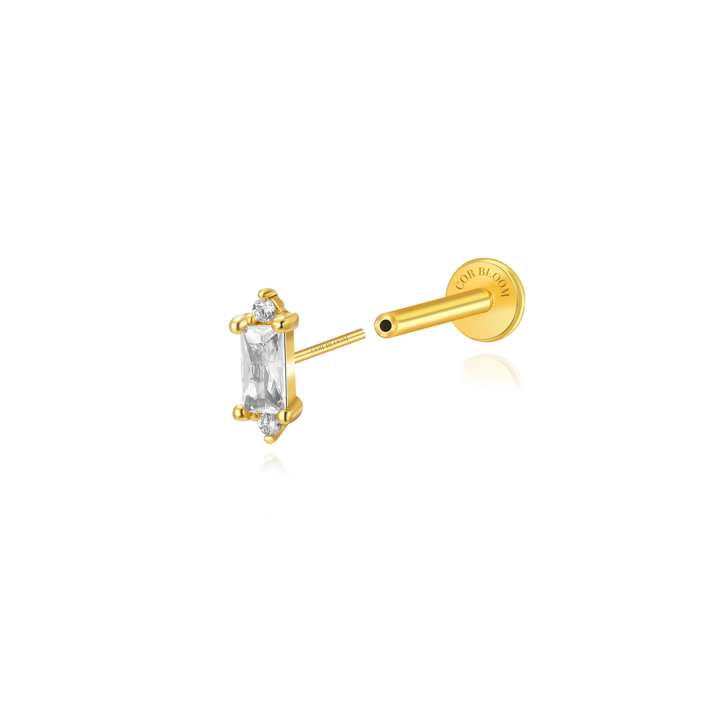 Iceland Dainty Baguette Flatback Stud – Crystal