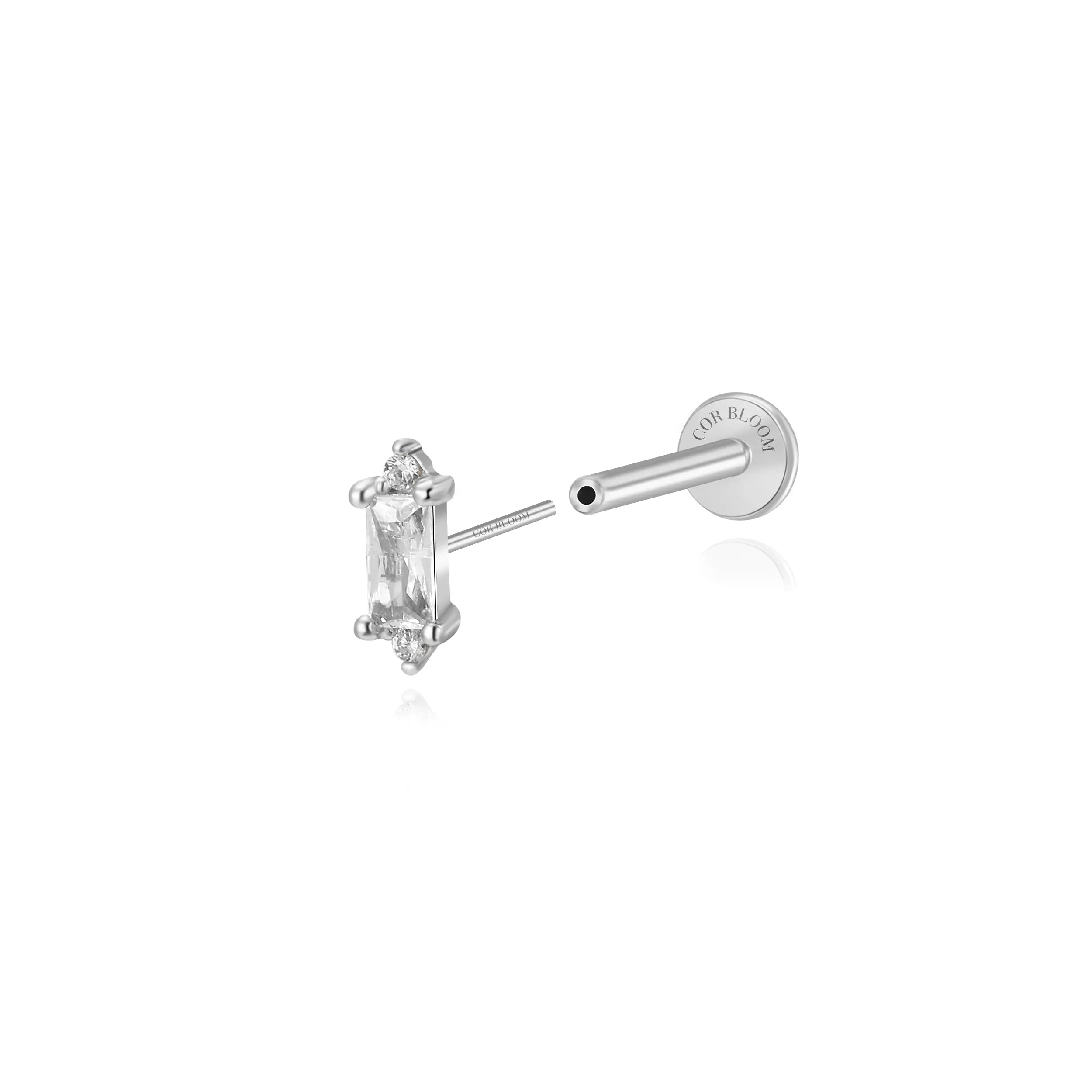 Iceland Dainty Baguette Flatback Stud – Crystal