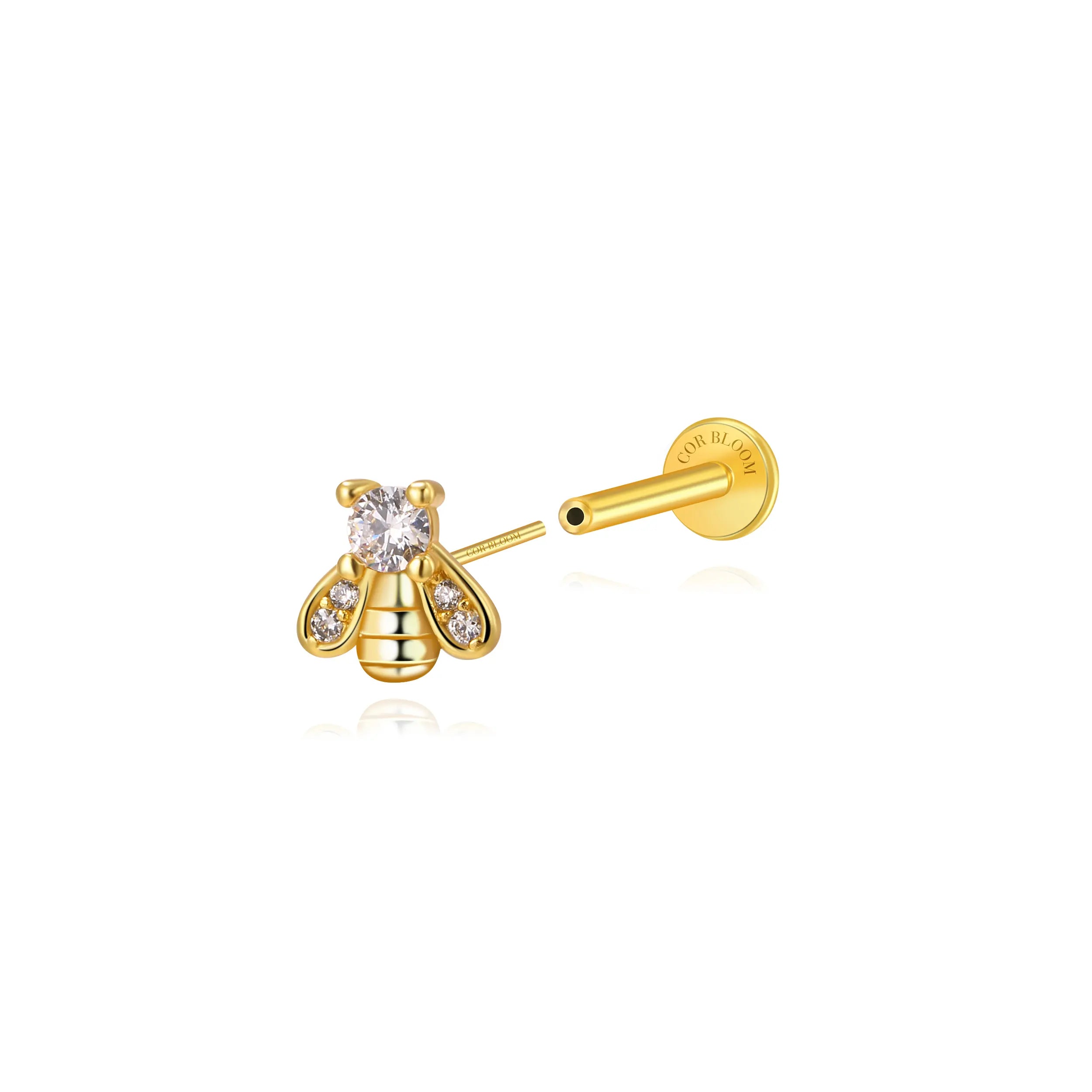 Spring Garden Bee Flat Back Stud – Crystal Bee