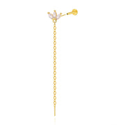 Alivia Three-Petal Dangling Chain Flatback Stud – Moonstone Magic
