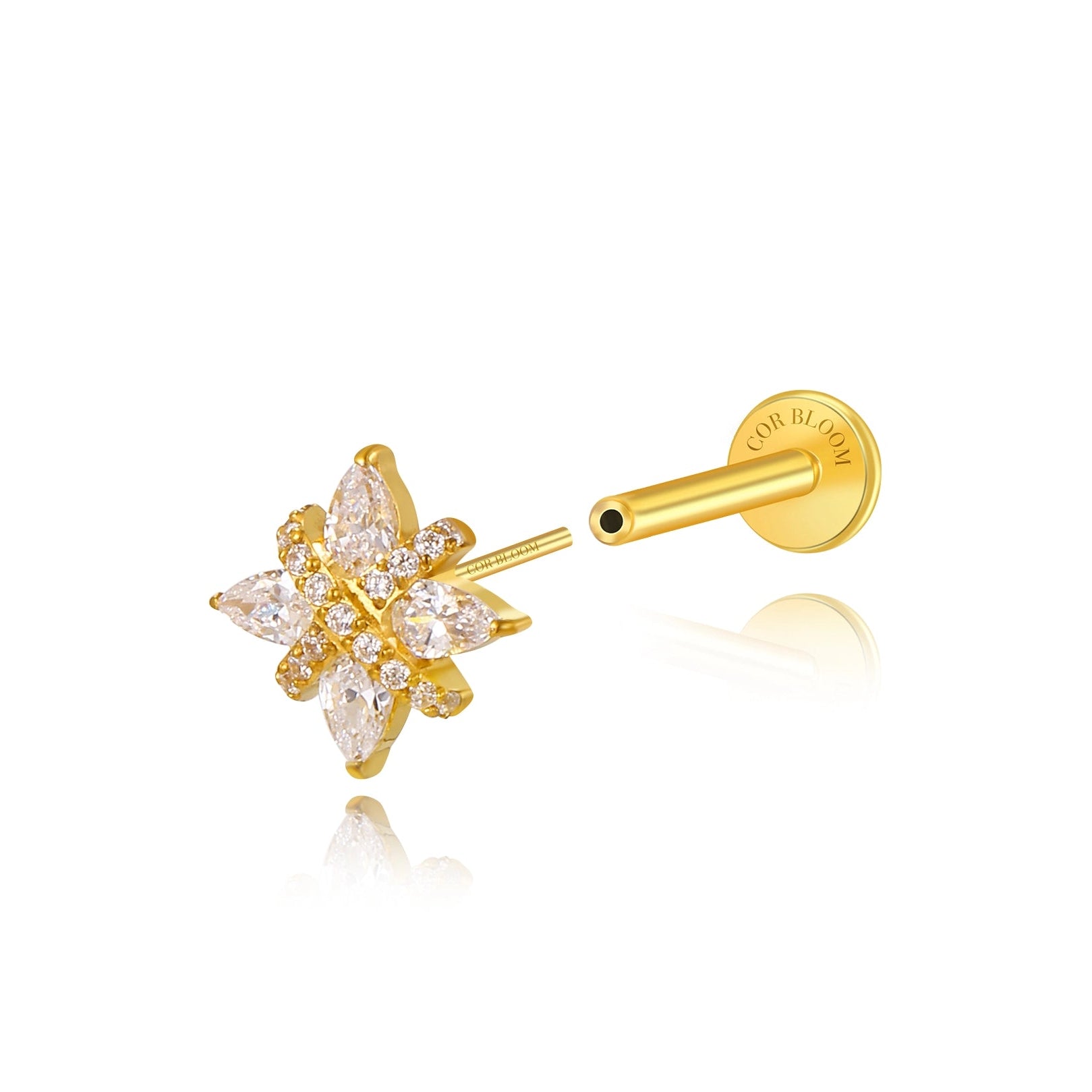 Titanium Diamond Treasure Flower Stud