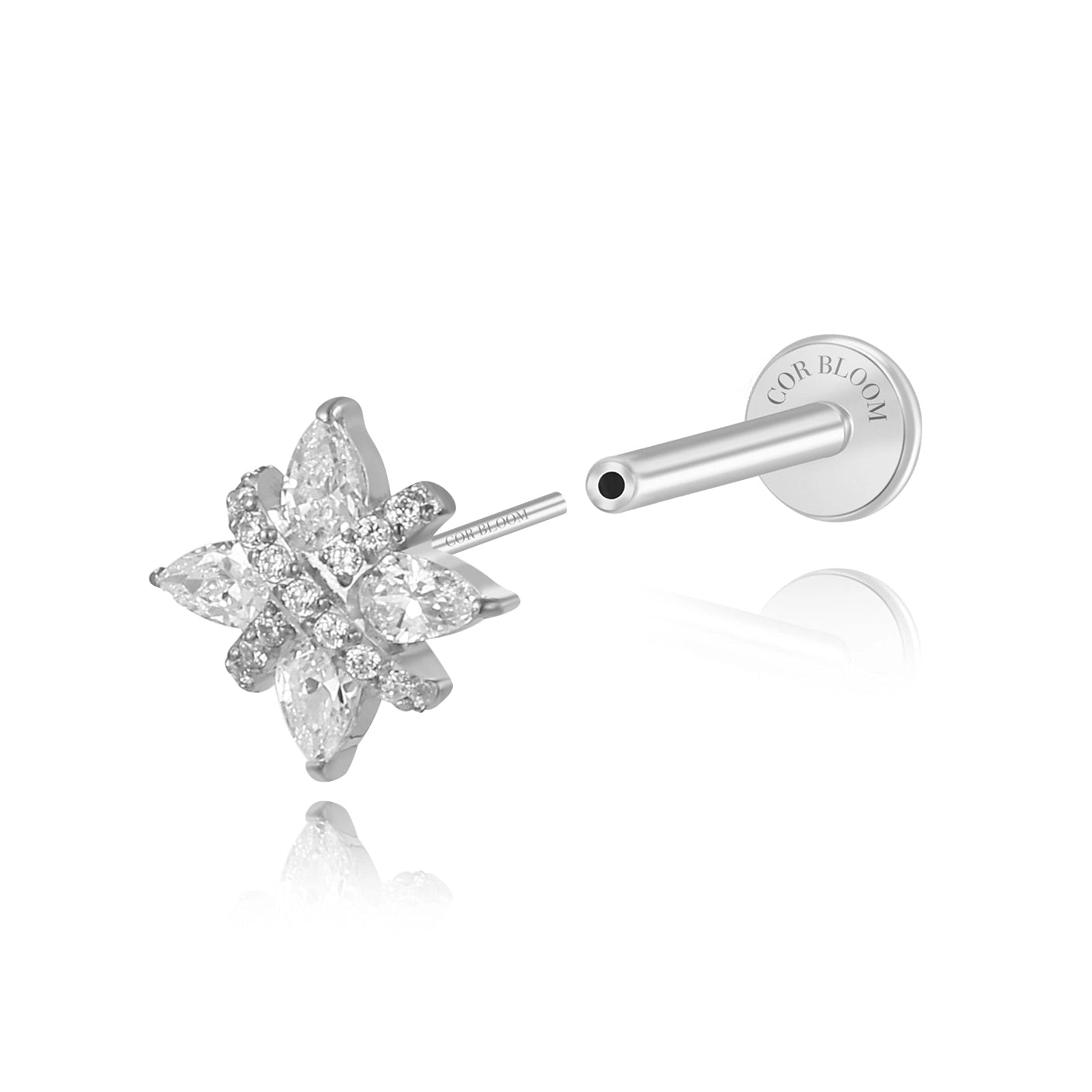 Titanium Diamond Treasure Flower Stud