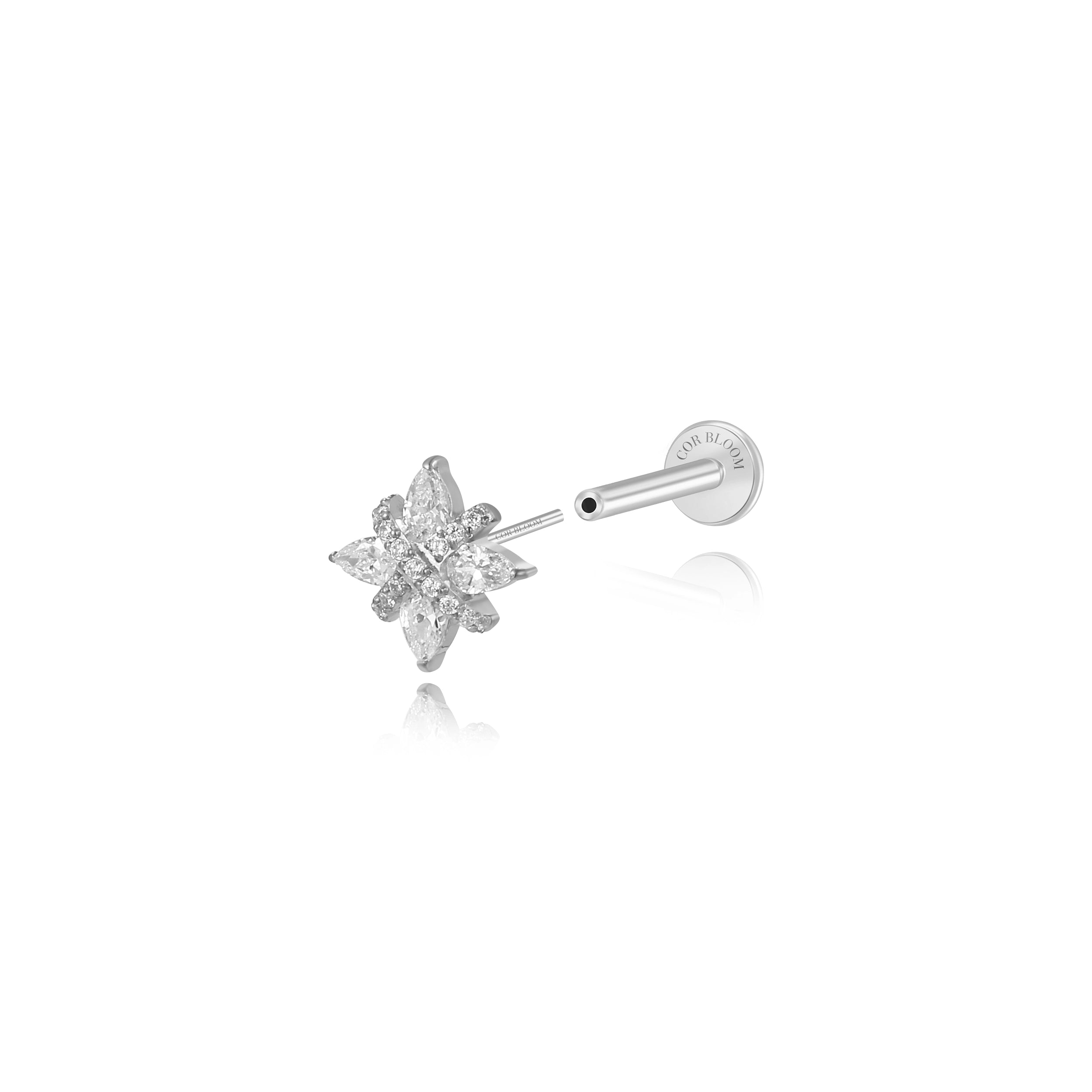 Titanium Diamond Treasure Flower Stud
