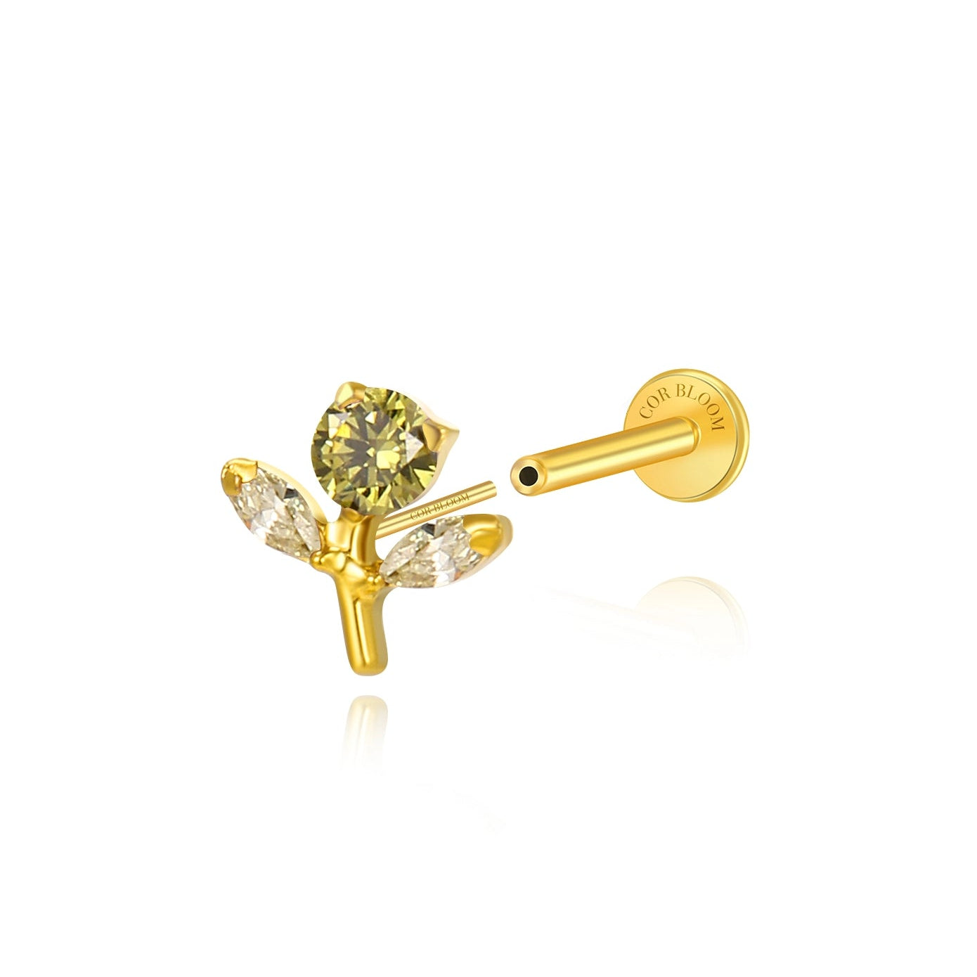 Titanium Gracelyn Peridot Spring Flower Stud