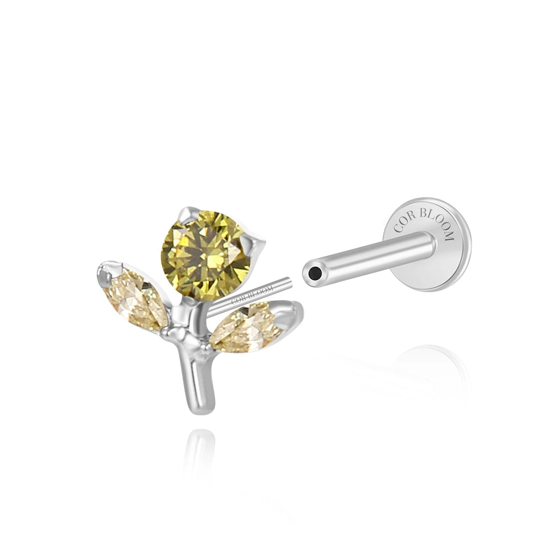 Titanium Gracelyn Peridot Spring Flower Stud