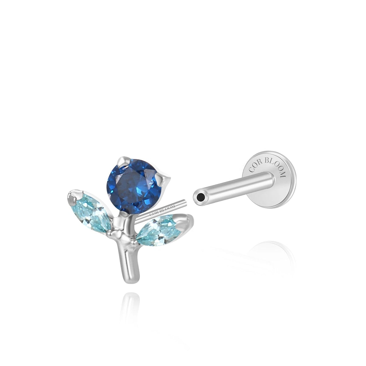 Titanium Gracelyn Blue Sapphire & Aquamarine Flower Stud