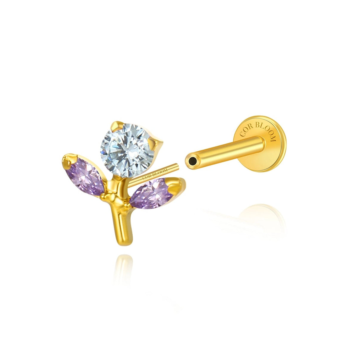 Titanium Gracelyn Soft Lavander Flower Stud