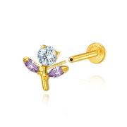 Titanium Gracelyn Soft Lavander Flower Stud