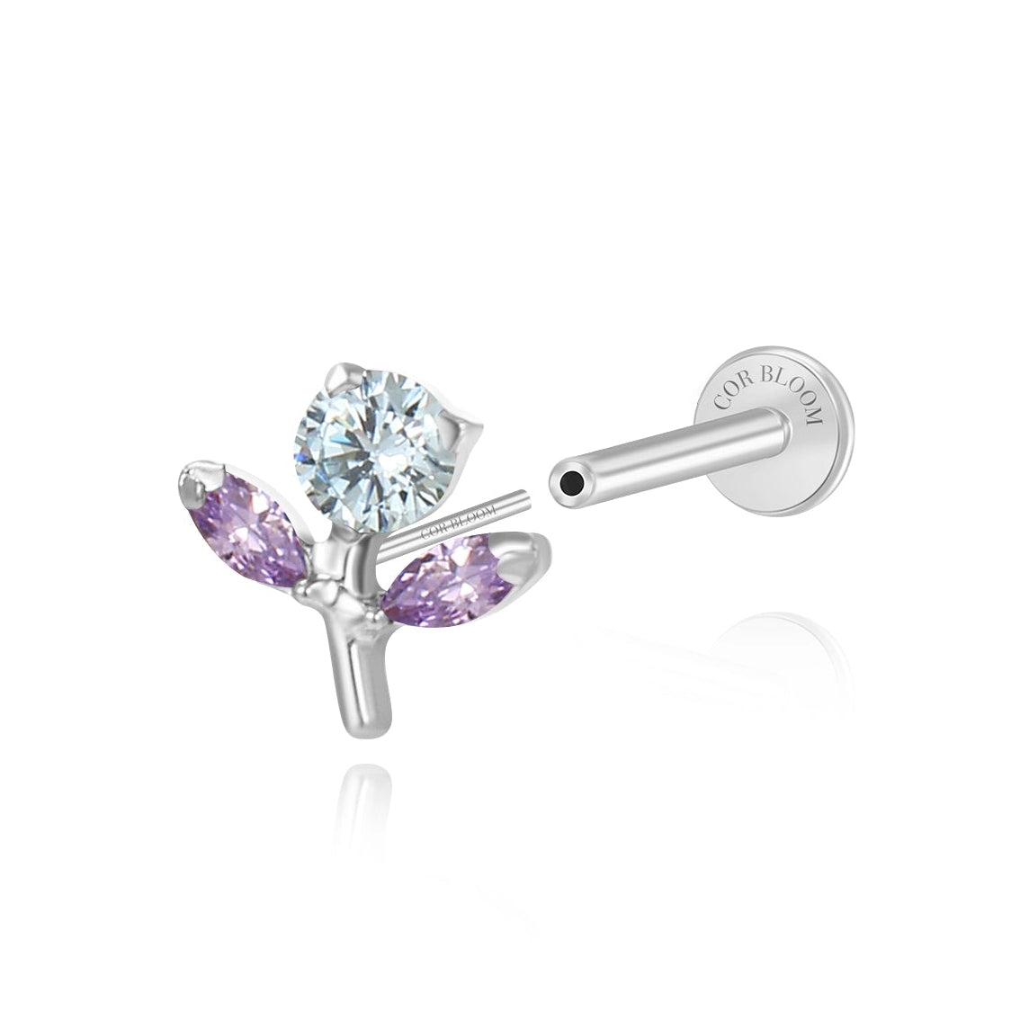 Titanium Gracelyn Soft Lavander Flower Stud