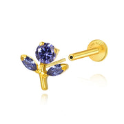 Titanium Gracelyn Tanzanite Flower Stud