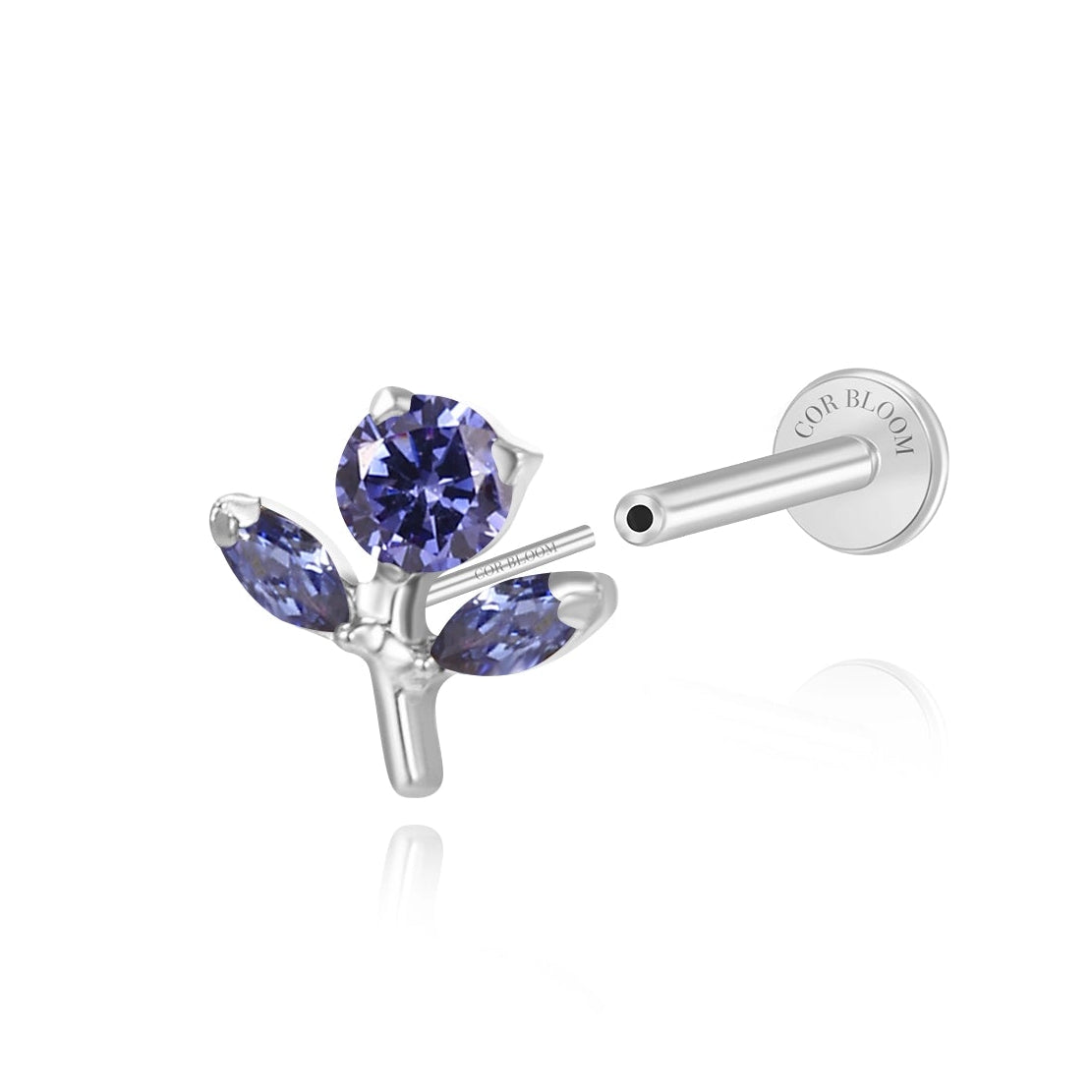 Titanium Gracelyn Tanzanite Flower Stud