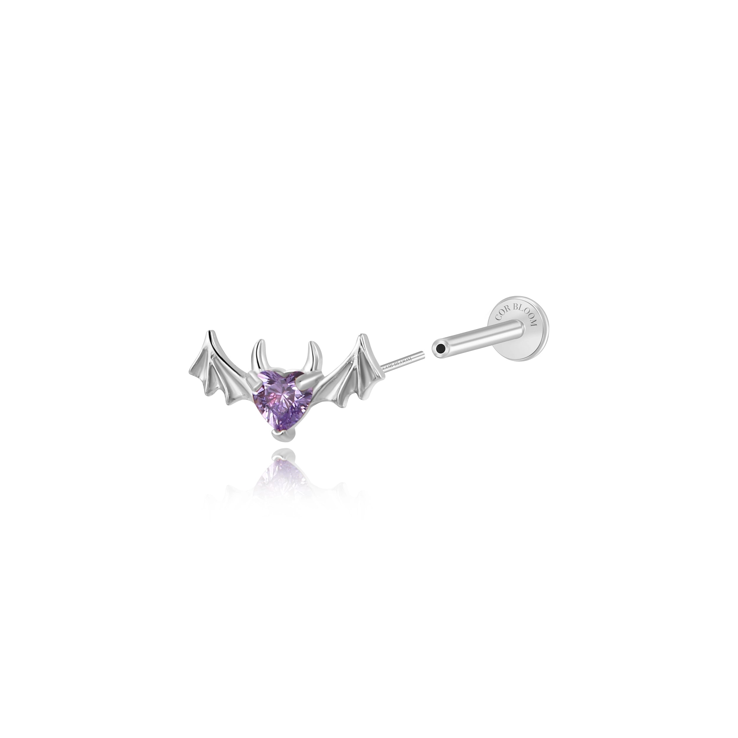 Titanium Hreremus Amethyst Magic Bat Stud