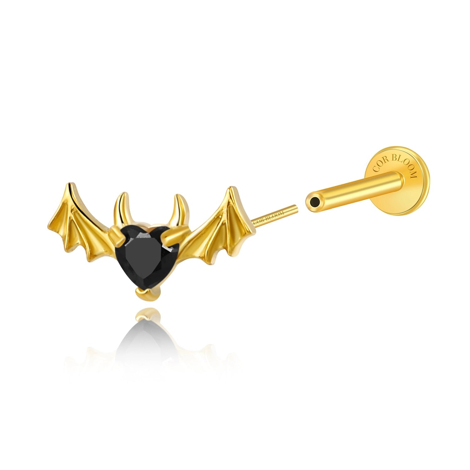 Titanium Hreremus Black Spinel Bat Stud