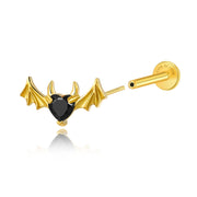 Titanium Hreremus Black Spinel Bat Stud