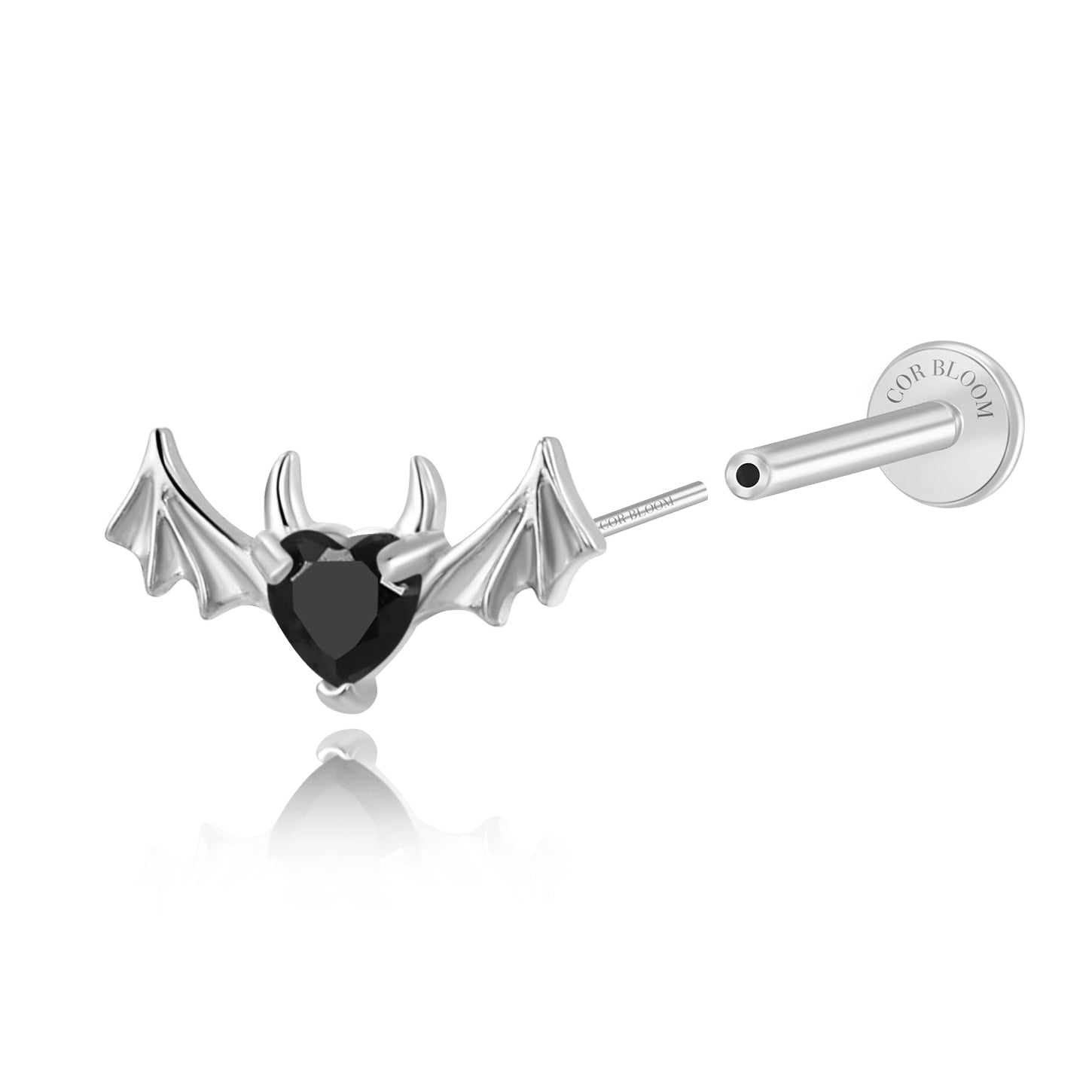 Titanium Hreremus Black Spinel Bat Stud