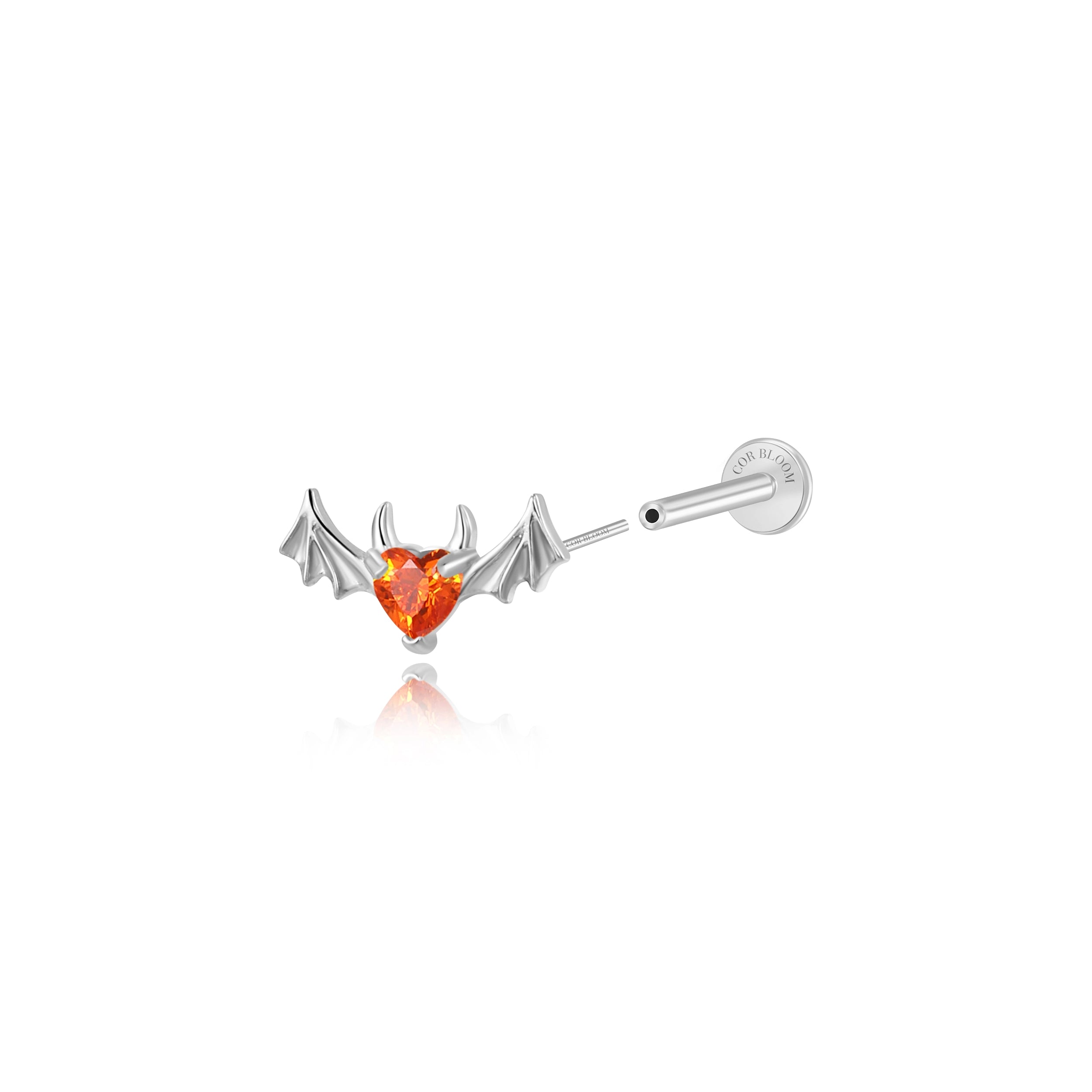 Titanium Hreremus Fiery Bat Stud