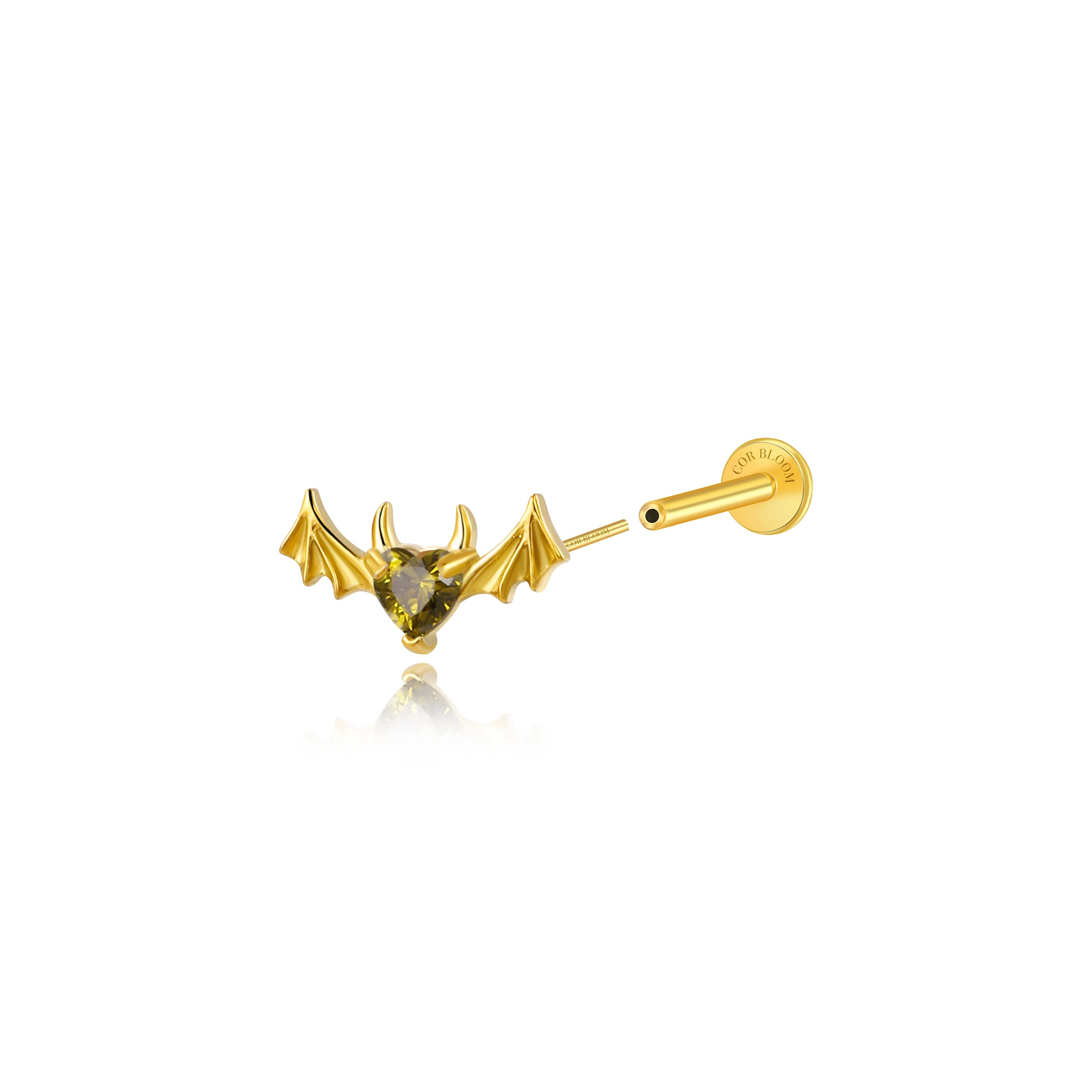 Titanium Hreremus Peridot Bat Stud