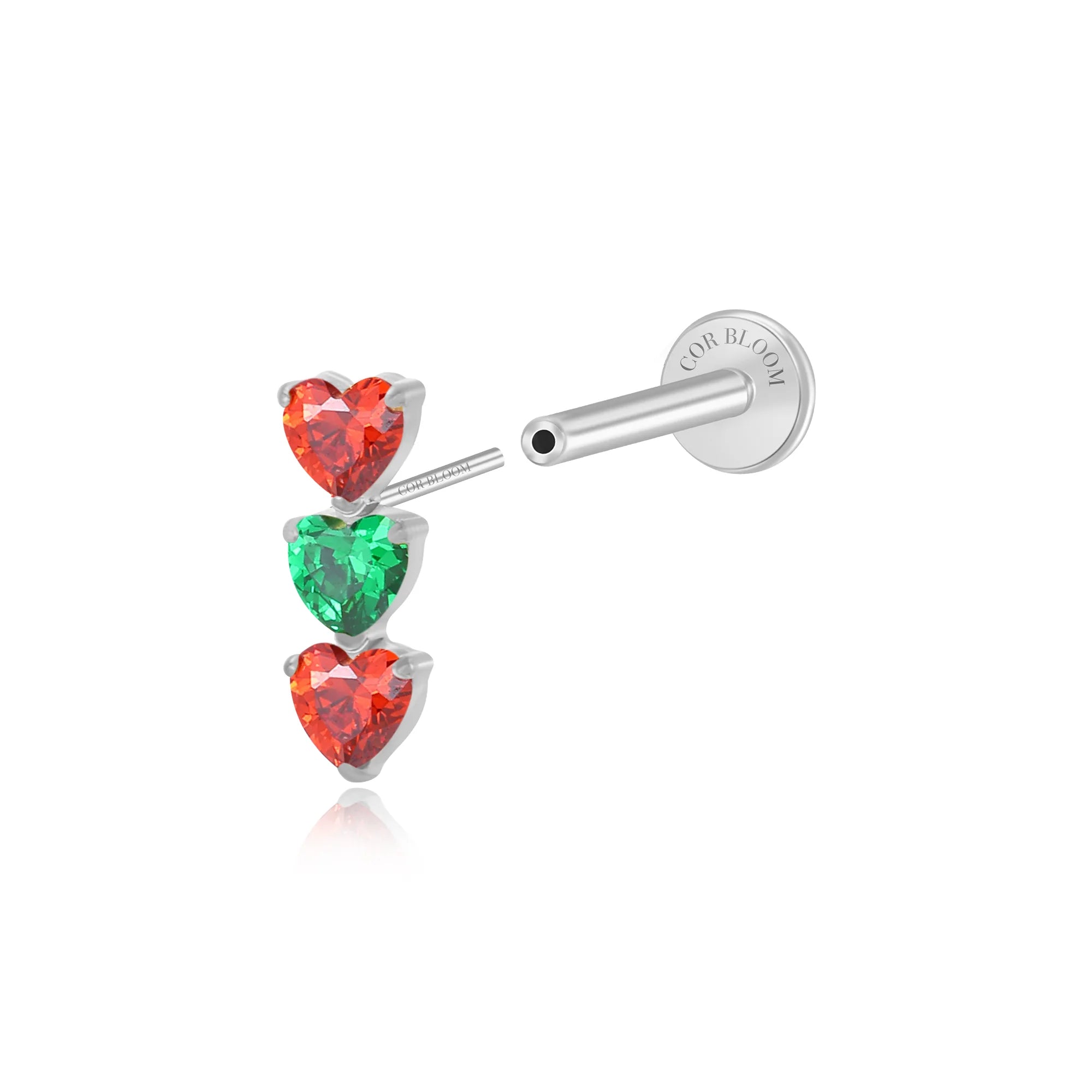 Titanium Adelpha Trio Heart Stud - Fiesta