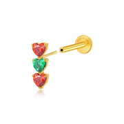 Titanium Adelpha Trio Heart Stud - Fiesta