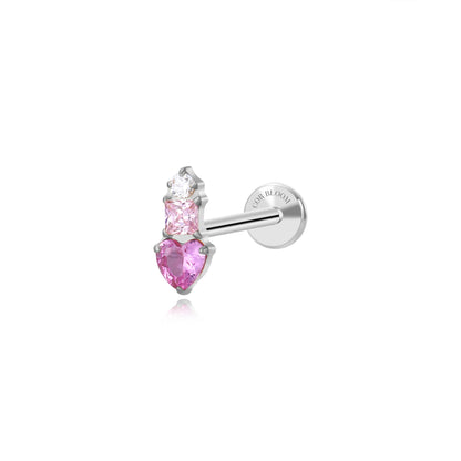 Titanium Eudora Heart Stud - Gradient Pink