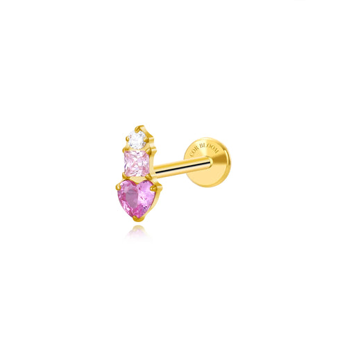 Titanium Eudora Heart Stud - Gradient Pink