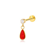 Clou d’oreille pendant en titane Adara avec opale rouge - Cléopâtre