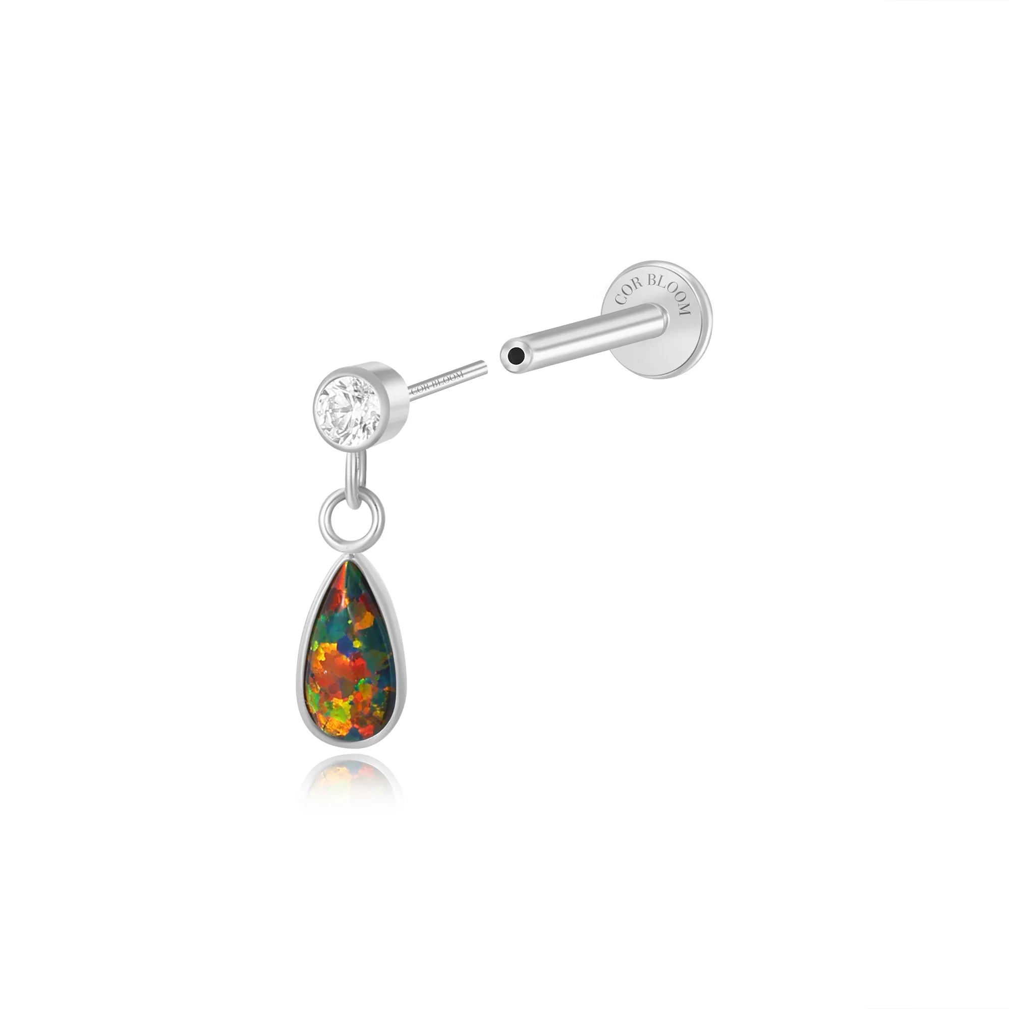 Titanium Adara Black Opal Dangling Stud