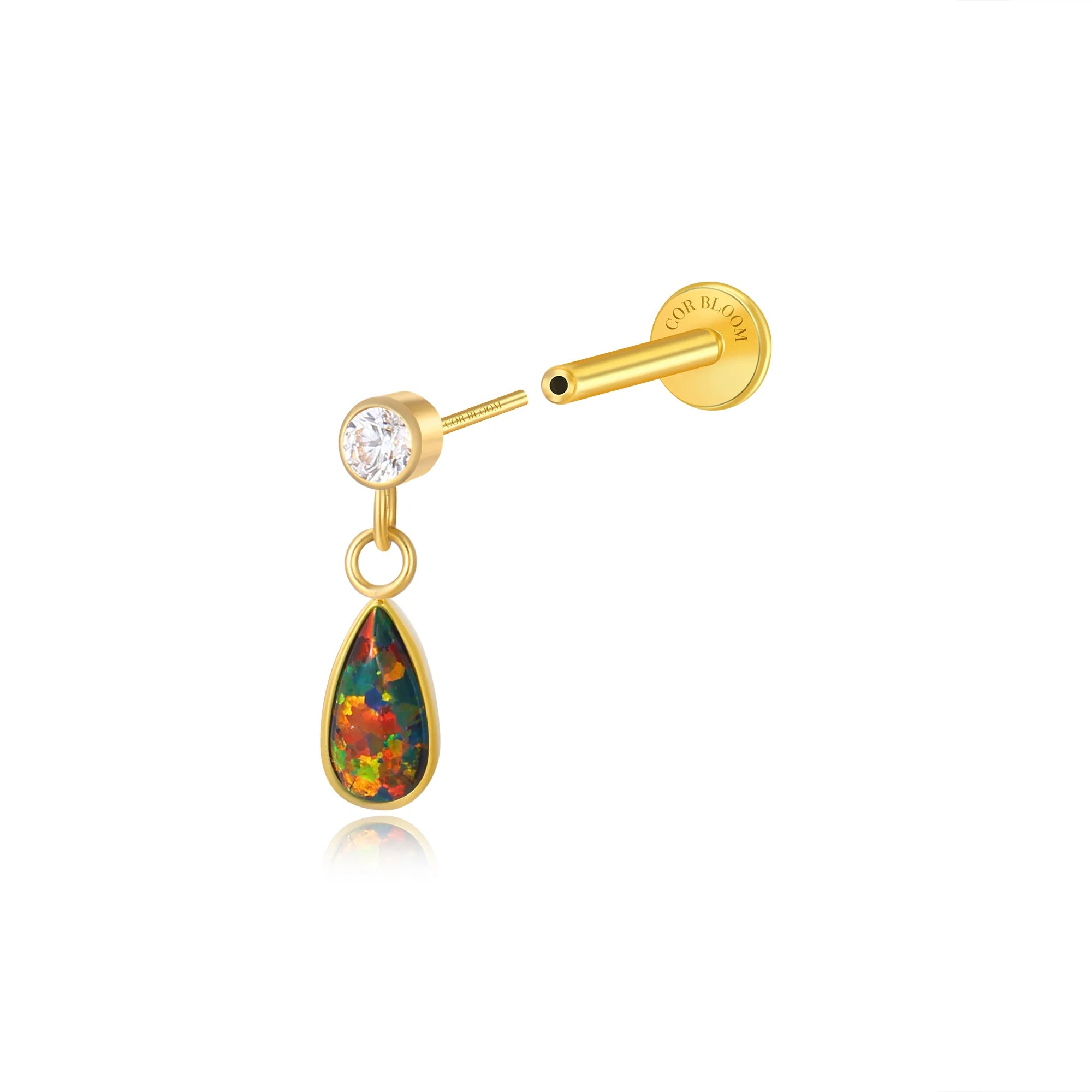 Titanium Adara Black Opal Dangling Stud