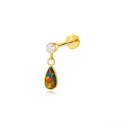 Titanium Adara Black Opal Dangling Stud