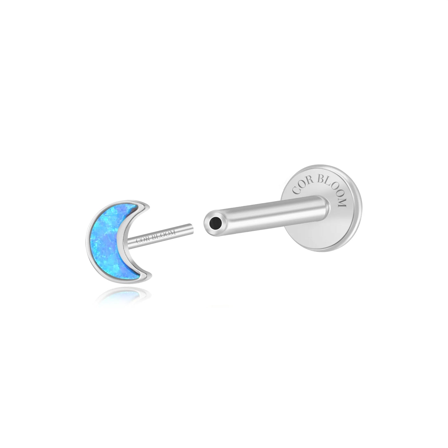 Titanium Ocean Blue Opal Moon Magic Flat Back Stud