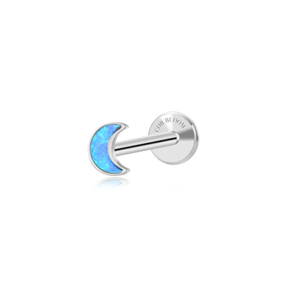 Titanium Ocean Blue Opal Moon Magic Flat Back Stud