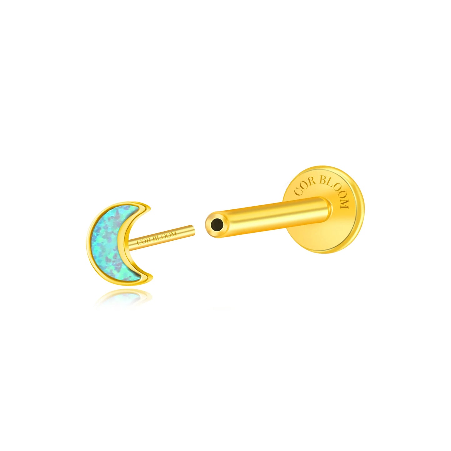 Titanium Cyan Blue Opal Moon Magic Flat Back Stud