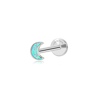 Titanium Cyan Blue Opal Moon Magic Flat Back Stud