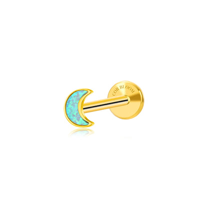 Titanium Cyan Blue Opal Moon Magic Flat Back Stud