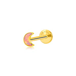 Titan-Flat-Back-Stecker mit rosa Opal und magischem Mond