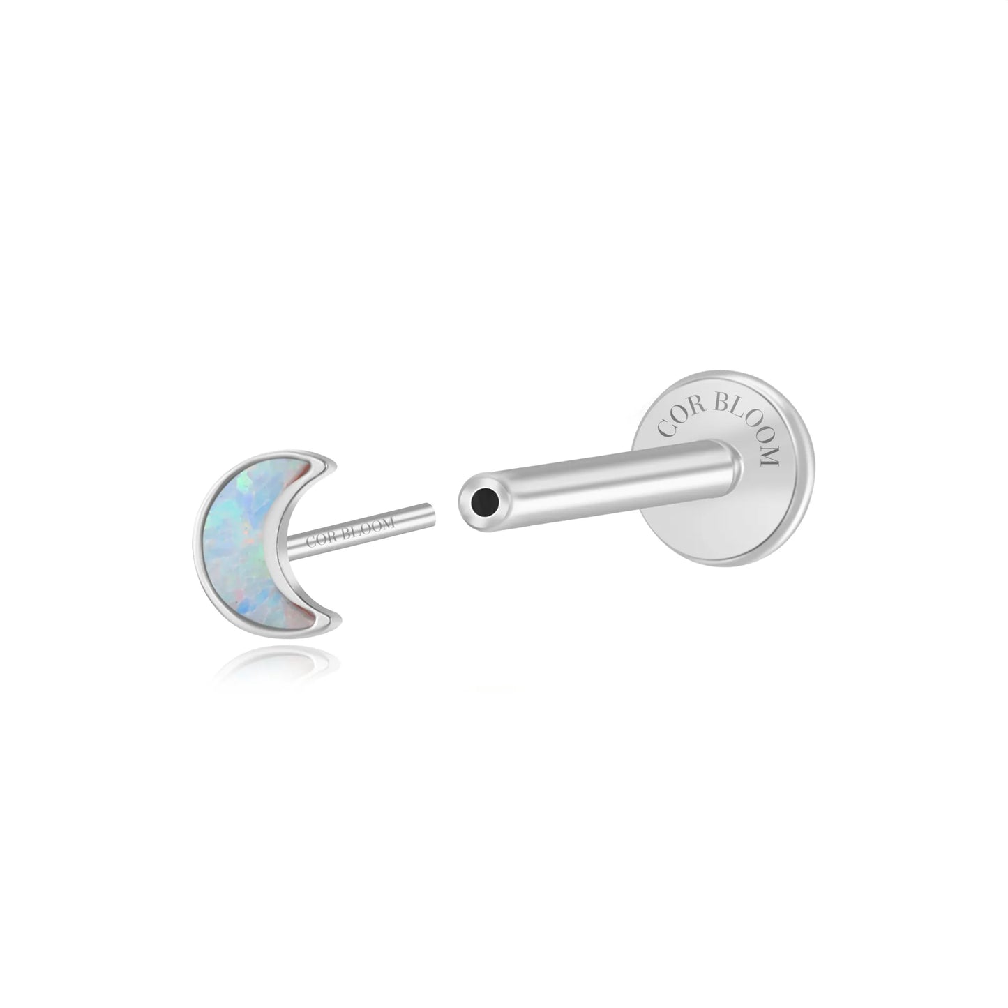 Titanium White Opal Moon Magic Flat Back Stud